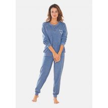 Weicher & bequemer Frotte-Pyjama mit Bündchen - blau / gemustert - Gr. 48/50 von Goldner Fashion