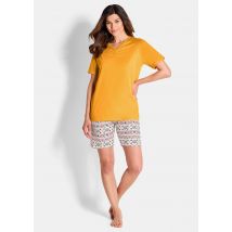 Ensemble de shorty en coton - jaune / à motifs - Gr. 46/48 de Goldner Fashion