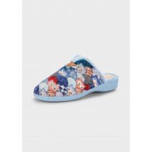 Plüsch-Pantoffeln mit Eulenmotiv - blau / gemustert - Gr. 38 von Goldner Fashion