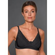 Bügelloser Soft-BH mit Spitze - schwarz - Gr. 75 D von Goldner Fashion