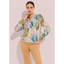 Blouson aus Viskose-Jersey - blau / flieder / gemustert - Gr. 24 von Goldner Fashion