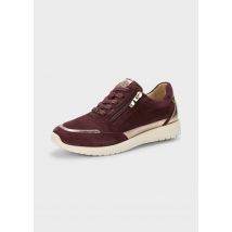 Sneaker aus Wildleder mit Metallic-Details - bordeaux - Gr. 37 von Goldner Fashion
