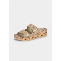 Pantoletten mit Keilabsatz - beige - Gr. 41 von Goldner Fashion