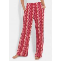 Freizeithose in Häkeloptik - pink / rot / gemustert - Gr. 44 von Goldner Fashion