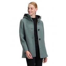 Muodikkaasti levenevä (A-linjainen) takki uudesta villasta - harmaanvihreä - Gr. 38 - Goldner Fashion