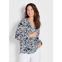 Blouse - marine / weiß / à motifs - Gr. 40 de Goldner Fashion