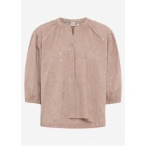 Pusero kukkakirjailuilla ja paljeteilla - braun - Gr. 38 - Goldner Fashion