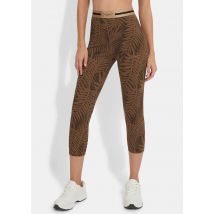 7/8-legging met een brede tailleband - taupe / zwart / gedess. - Gr. M van Goldner Fashion