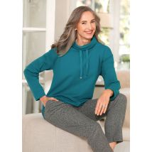 Sweatshirt mit halsfernen Kragen und Tunnelzug - petrol - Gr. 24 von Goldner Fashion