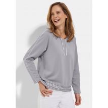 Sweatshirt mit Kordelzug und Paspeln - grau - Gr. 42 von Goldner Fashion