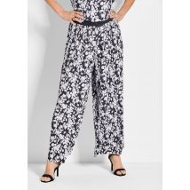 Pantalon court plissé VERA - marine / blanc / à fleurs - Gr. 21 de Goldner Fashion