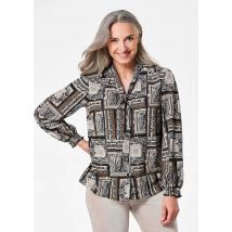 Chemisier imprimé avec col tunique - noir / à motifs - Gr. 21 de Goldner Fashion