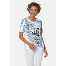 T-shirt rayé avec motif fantaisie - blanc / marine - Gr. 21 de Goldner Fashion