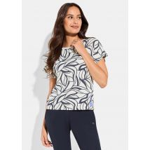 Hengittävä, toiminnallinen paita jersey-joustinneuleesta - sininen / kermanvalkoinen - Gr. 36 - Goldner Fashion