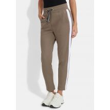 Vrijetijdsbroek met glitterstrepen - taupe - Gr. 46 van Goldner Fashion