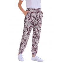 Bequeme Jogginghose mit Blätter-Print - dunkelrot / weiß / gemustert - Gr. 40 von Goldner Fashion