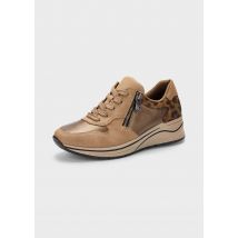 Sneakers met animal-print en metallic details - beige / goudkleurig / metallic - Gr. 38 van Goldner Fashion