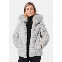 Veste en peluche avec surpiqûres tendance - gris - Gr. M de Goldner Fashion