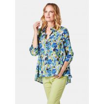 Moderne Druckbluse in legerer Form - weiß / marine / gemustert - Gr. 20 von Goldner Fashion