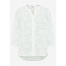 Puuvillapusero, jossa ommeltuja kukkasia - valkoinen - Gr. 38 - Goldner Fashion