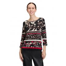 Trikoopaita vajaamittaisilla hihoilla - beige / ruskea / punainen - Gr. 42 - Goldner Fashion