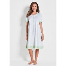 Chemise de nuit à manches courtes boutonnée - blanc / vert menthe - Gr. 25/26 de Goldner Fashion