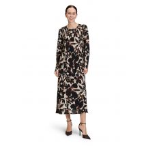 Pliseerattu mekko kauniilla kukkakuosilla - beige / ruskea - Gr. 48 - Goldner Fashion