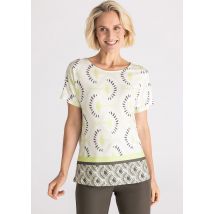 Jersey shirt met wijde, ronde hals - gebroken wit / lichtgroen - Gr. 42 van Goldner Fashion