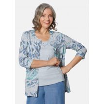 Ensemble veste chemisier et débardeur - bleu clair / taupe / à motifs - Gr. 24 de Goldner Fashion