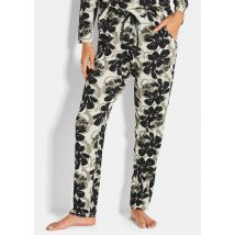 Pyjamahose mit Blumenmuster - khaki / schwarz / cremeweiß - Gr. 48 von Goldner Fashion