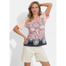 Shortama-set van puur katoen - meerkleurig / gebroken wit - Gr. 40/42 van Goldner Fashion