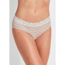 Viscose tailleslip met kant - beige / gebroken wit / gestreept - Gr. 44 van Goldner Fashion