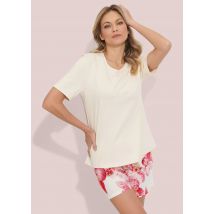 Shorty-Set mit Blütendruck - pink / cremeweiß - Gr. 38 von Goldner Fashion