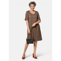 Robe en jersey extensible à imprimé moderne - noir / camel - Gr. 50 de Goldner Fashion