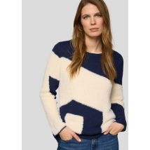 Tricot pullover van pluisgaren - blauw / gebroken wit - Gr. 38 van Goldner Fashion