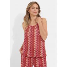 Ärmelloses Stricktop aus Häkelspitze - pink / rot / gemustert - Gr. 36 von Goldner Fashion