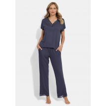 Pyjama avec fin bord en dentelle - lilas / bleu - Gr. 20 de Goldner Fashion