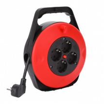 Aigostar 177430 - Cable de alimentación de bobina de cable enrollable de 10 metros con 4 tomas de corriente, cable retráctil de alta resistencia, disyuntor de 16A y materiales anti-inflamables