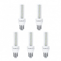 Aigostar - Pack de 5 Bombillas LED T3 2U de 8 watios, casquillo gordo (E27), 640 lumen y luz fria (6400K) [Clase de eficiencia energética A+]