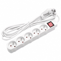 Aigostar Regleta alargador de 5 Tomas con Interruptor y Protección Infantil, 3 M, Blanco, 16A 250V
