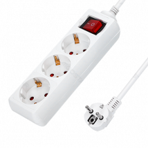 Aigostar Regleta alargador de 3 enchufes con cable de 3 metros e interruptor. Color Blanco
