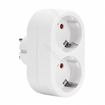 Aigostar Adaptador Enchufes Europeos con 2 Tomas,Ladron Enchufe Doble Frontal con Toma de Tierra,16A,250V,Blanco