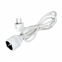 Aigostar - Cable alargador de 3 metros, hasta 3680W, protección infantil, enchufe 16A/250V, toma de corriente 2P+E, cable de tipo H05VV-F 3G1.5mm². Color blanco.