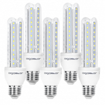 Aigostar - Pack de 5 Bombillas LED B5 T3 3U, 12W, casquillo gordo E27, luz blanca 6400K, 1020lm[Clase de eficiencia energética A+]