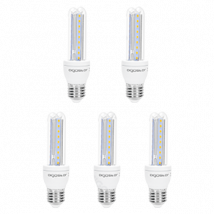 Aigostar - Pack de 5 Bombillas LED B5 T3 2U, 8W, casquillo gordo E27, luz calida 3000K [Clase de eficiencia energética A+],5pcs