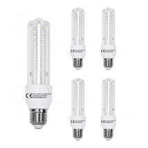 Aigostar - Pack de 5 Bombillas LED B5 T3 3U, 9W equivalente a 70W ， 720lm， casquillo gordo E27, luz calida 3000K [Clase de eficiencia energética A+]