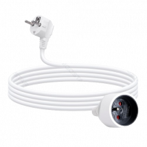 Aigostar - Cable alargador de 2 metros, hasta 2300W, protección infantil, enchufe 16A/250V, toma de corriente 2P+E, cable de tipo H05VV-F 3G1.0mm². Color blanco.