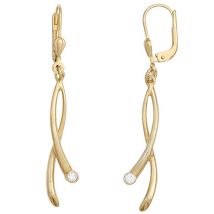 SIGO Boutons 375 Gold Gelbgold 2 Zirkonia Ohrringe Ohrhänger Goldohrringe