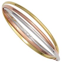 SIGO Armreif Armband 925 Sterling Silber dreifarbig tricolor vergoldet