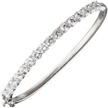 SIGO Armreif Armband oval 925 Sterling Silber 16 Zirkonia Silberarmreif Kastenschloss